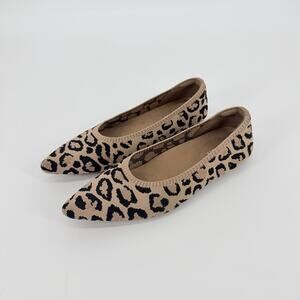 Vivaia Aria 5 US8 EU39 Knit Ballet Flats Pointed Toe Comfort Shoes Leopard Print